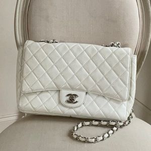 Vintage White Quilted Crossbody Bag